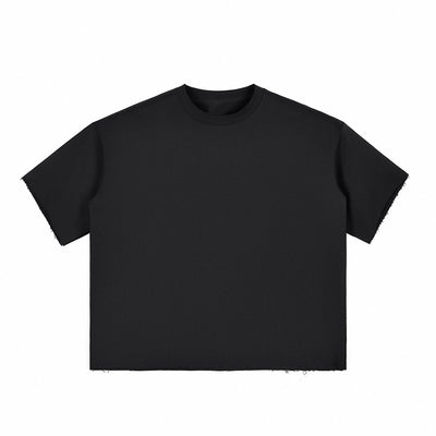Boxy Cropped Raw Edge T-Shirt