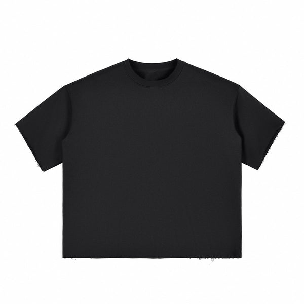 Boxy Cropped Raw Edge T-Shirt