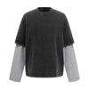 Layered Sleeve Two-Tone Oversized Streetwear T-Shirt