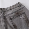 Baggy Fit Distressed Grey Ripped Jeans