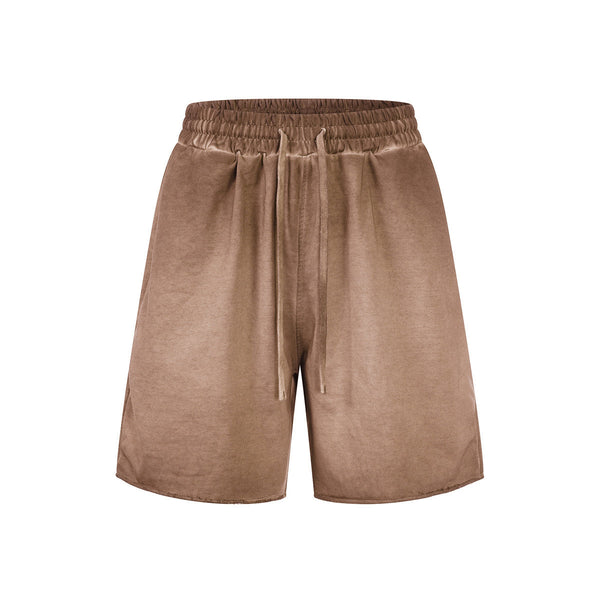 Reverse-Dyed Distressed Raw Edge Shorts