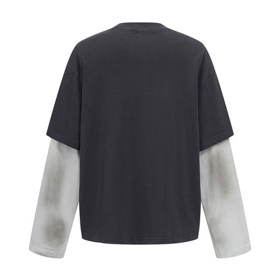 Washed Colorblock Contrast Sleeve Tee