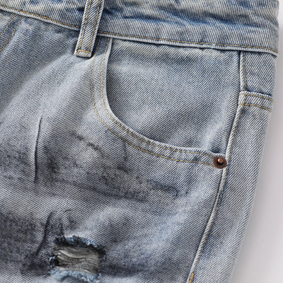 Spray-Painted Patchwork Distressed Baggy Jeans