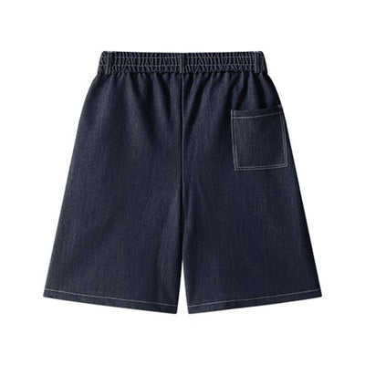 High Waist Tie Belt Relaxed Denim Shorts
