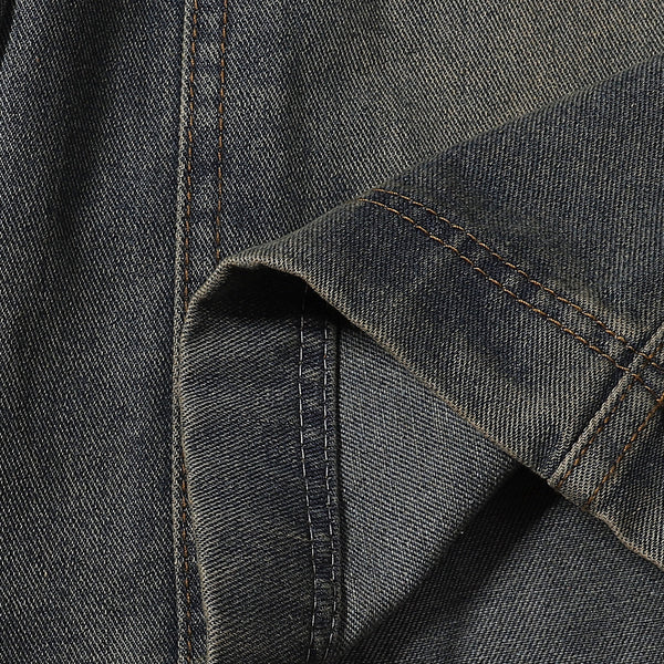 Knee Patch Design Vintage Washed Denim Shorts