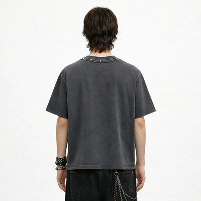Rivet Detail Washed Boxy Fit T-Shirt