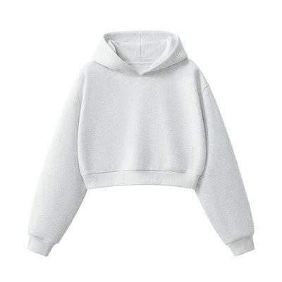 Women's Solid Color Relaxed Cropped Hoodie