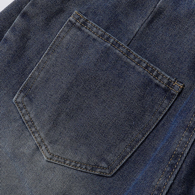 Panel Stitching Detail Dark Washed Denim Shorts