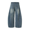 Vintage Contrast Fade Dark Wash Curved Wide Leg Jeans