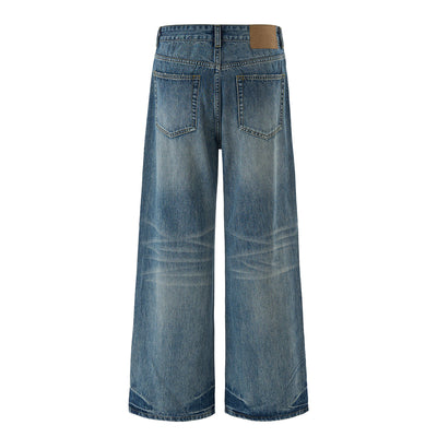 Distressed Hem Light Wash Wide Leg High Rise Jeans