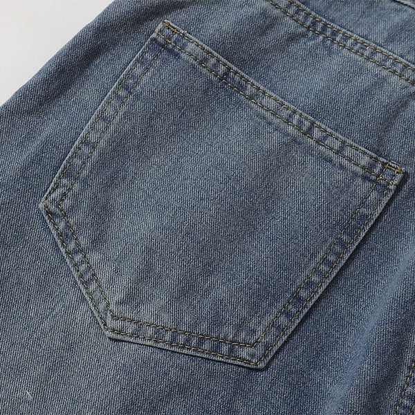 Built In Belt Mid Waist Denim Shorts