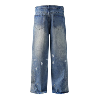 Paint Splatter Distressed Baggy Denim Pants