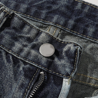 Vintage Washed Distressed Light Blue Wide Jeans