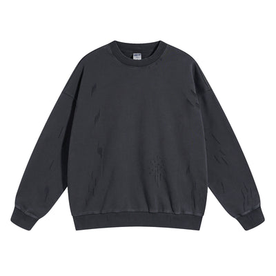 Vintage Washed Distressed Thick Sweatshirt