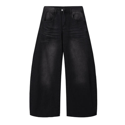 Black Washed Wide Leg Denim Jeans