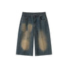 Vintage Wash Wide Leg Denim Shorts
