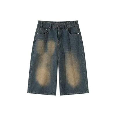 Vintage Wash Wide Leg Denim Shorts