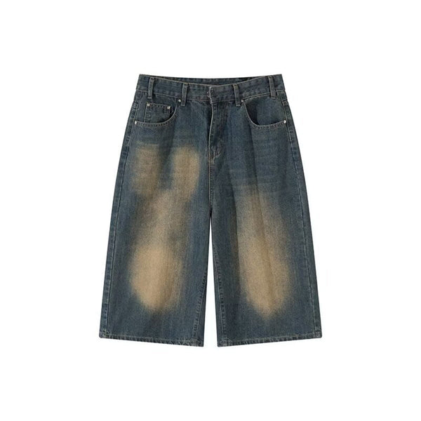 Vintage Wash Wide Leg Denim Shorts
