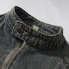 Bold Stitching Distressed Denim Jacket