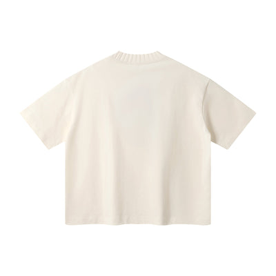Oversized Color-Block Ribbed Collar Comfortable Tee