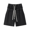 Double Waistband Snow Washed Distressed Shorts