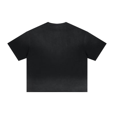 Boxy Raw Edge Washed Loose Short Sleeve Tee