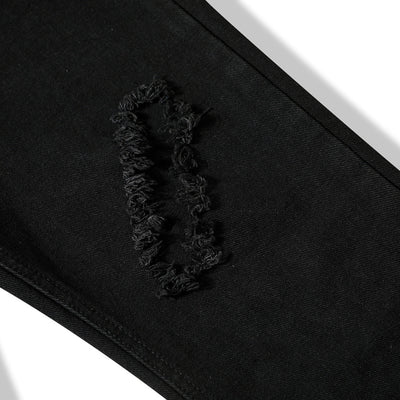 Distressed Black Ripped Flared Jeans