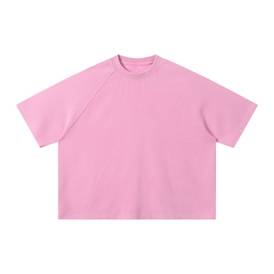 Boxy Waffle Washed Distressed Raglan Tee