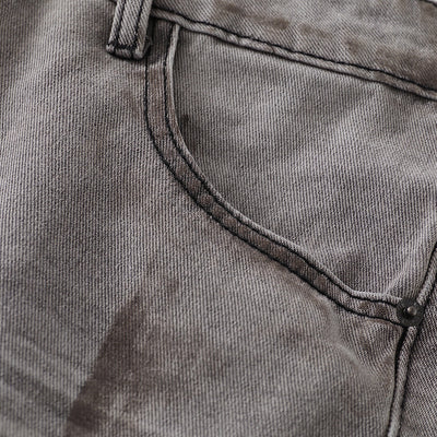 Baggy Fit Distressed Grey Ripped Jeans