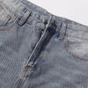 High-Waist Washed Denim Bermuda Shorts