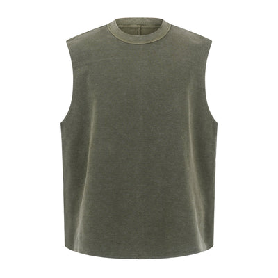 Vintage Washed Knitted Sleeveless Fitted Tank Top