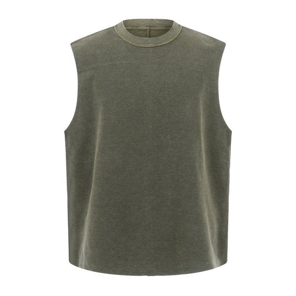 Vintage Washed Knitted Sleeveless Fitted Tank Top