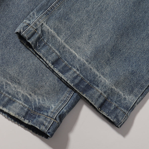 Faded Wash Vintage Relaxed Wide Leg Denim Jeans