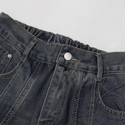 Utility Wide Leg Distressed Denim Jeans