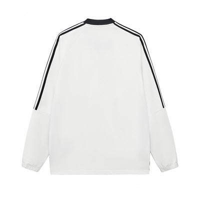 Contrast Stripes Two-Tone V-Neck Sweatshirt