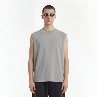 Raw Edge Distressed Studded Sleeveless Tee