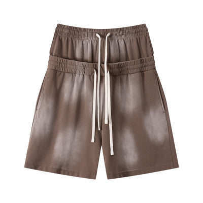 Casual Drawstring Double Waistband Shorts