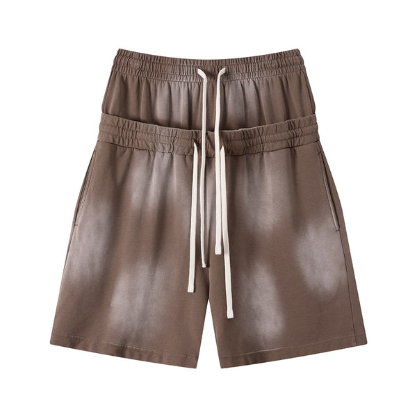 Casual Drawstring Double Waistband Shorts