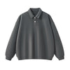 Solid Color Fleece Polo Collar Sweatshirt