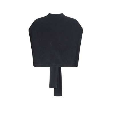 Front Tie Ribbed Knit Shoulder Wrap