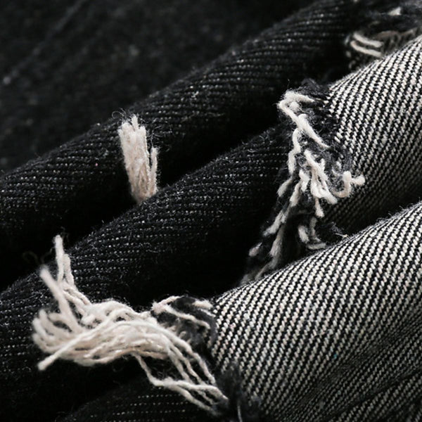 Street Hip-hop Distressed Patchwork Denim Jacket