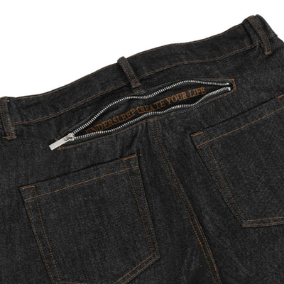 Washed Distressed Wide Leg Denim Jeans