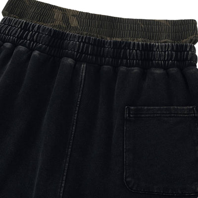 Vintage Camo Double Waist Distressed Shorts