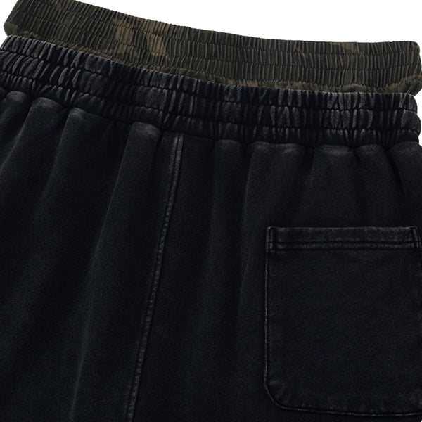 Vintage Camo Double Waist Distressed Shorts