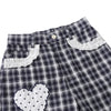 Washed Plaid Graphic Patchwork Bow Detail Relaxed Wide-Leg Capri Denim Pants