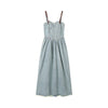 Sweetheart Collar Strappy Denim Midi Dress