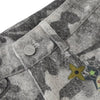 Washed Camo Graffiti Bear Patch Relaxed Wide-Leg Utility Bermuda Shorts