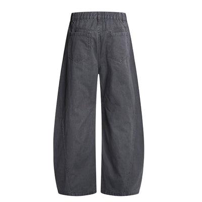 Vintage Washed Curved Panel Barrel-Leg Pants