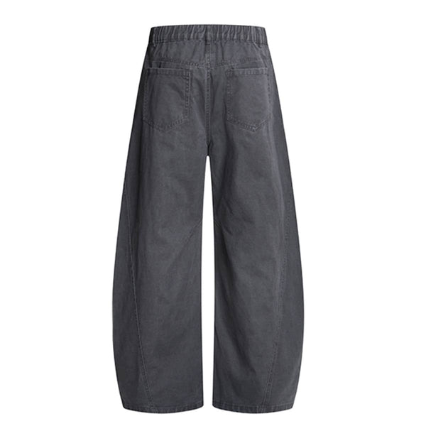 Vintage Washed Curved Panel Barrel-Leg Pants