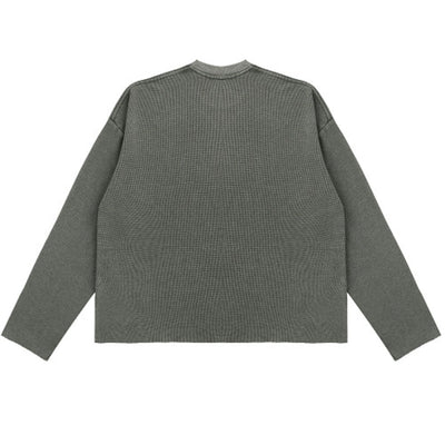 Heavyweight Washed Waffle Cotton Long Sleeve Tee 340G